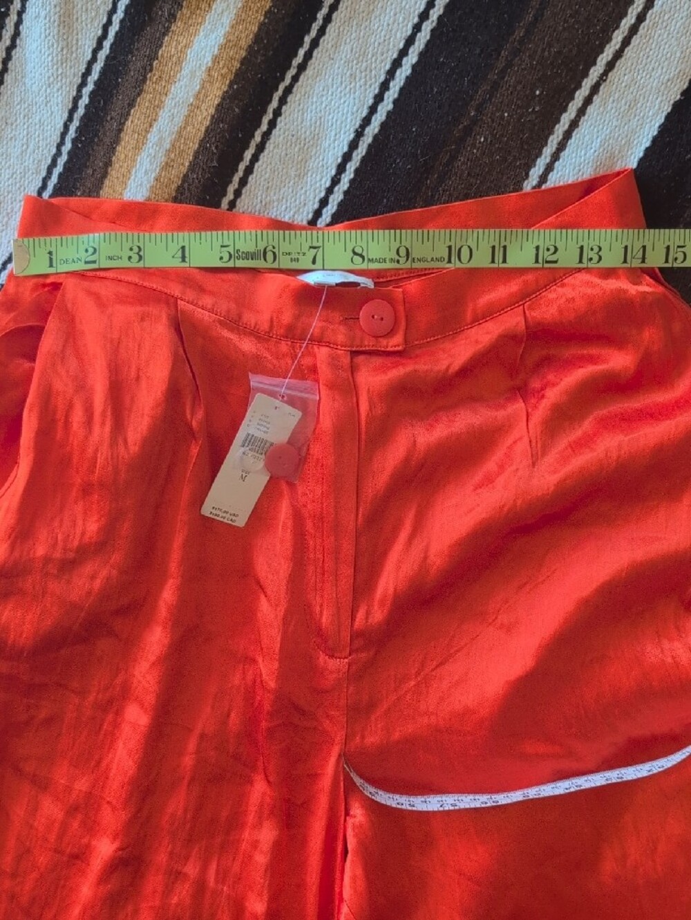 Anthropologie Vibrant Orange Satin Wide-Leg Pants - Picture 10 of 10